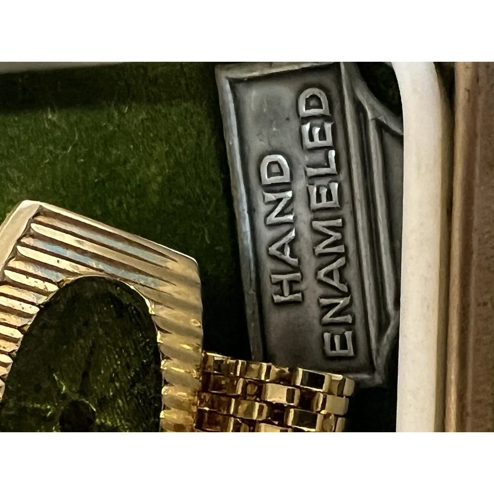 VTG CUFFLINK SET GREEN‎ STONE HICKOK GOLD TONE CHAIN WRAP AND TIE TAC (2532)